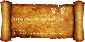 Mikolovits Borbála névjegykártya